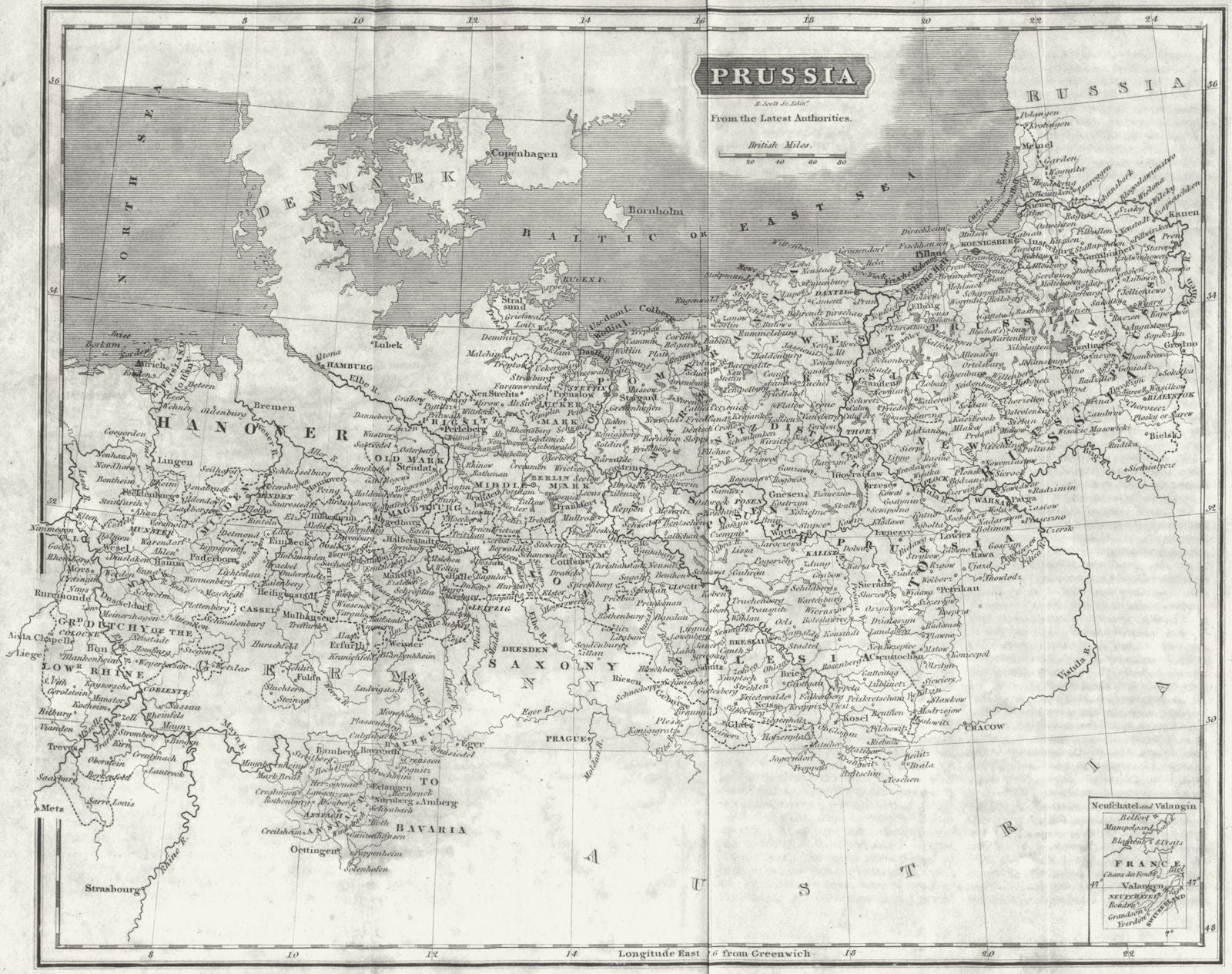 GERMANY. Prussia. Gracie 1823 old antique vintage map plan chart